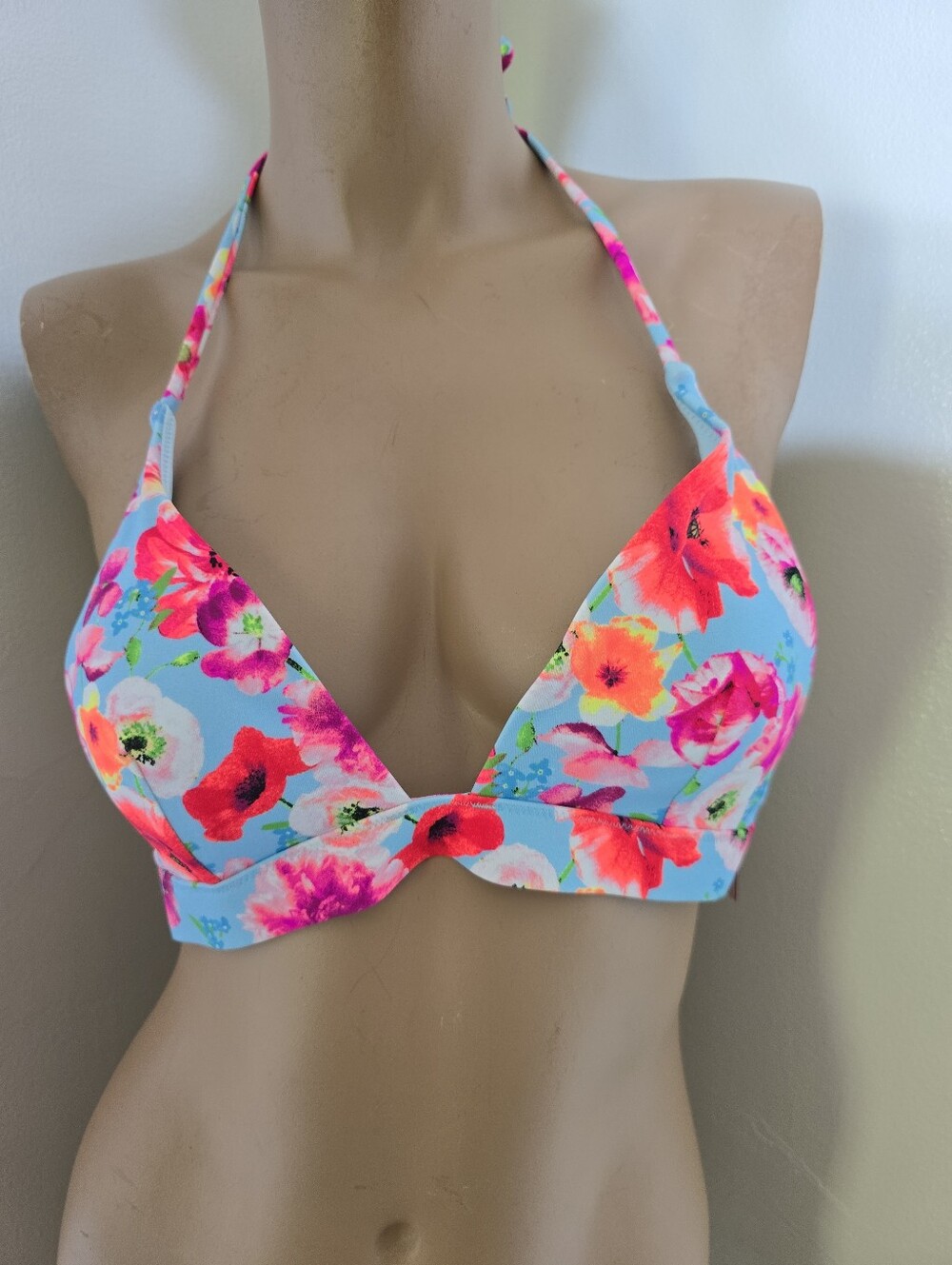 Victorias Secret Floral Halter Bikini Top Size Medium NWT